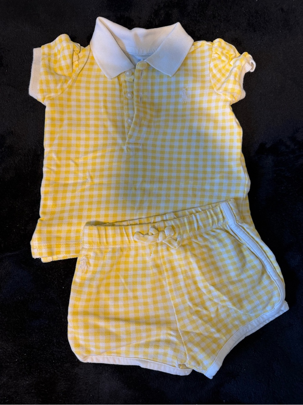 Polo by Ralph Lauren Yellow Gingham Polo Top & Shorts Set